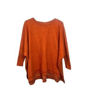 Cherish Orange Heathered Dolman Sleeve Oversized Knit Sweater Top Women M